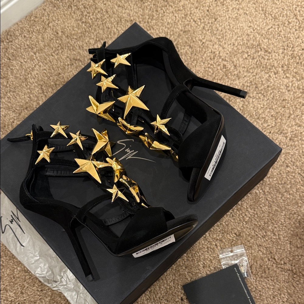 Giuseppe Zanotti Black Suede Star Heels | EU 37 | NEW | Iconic Design - Picture 7 of 12